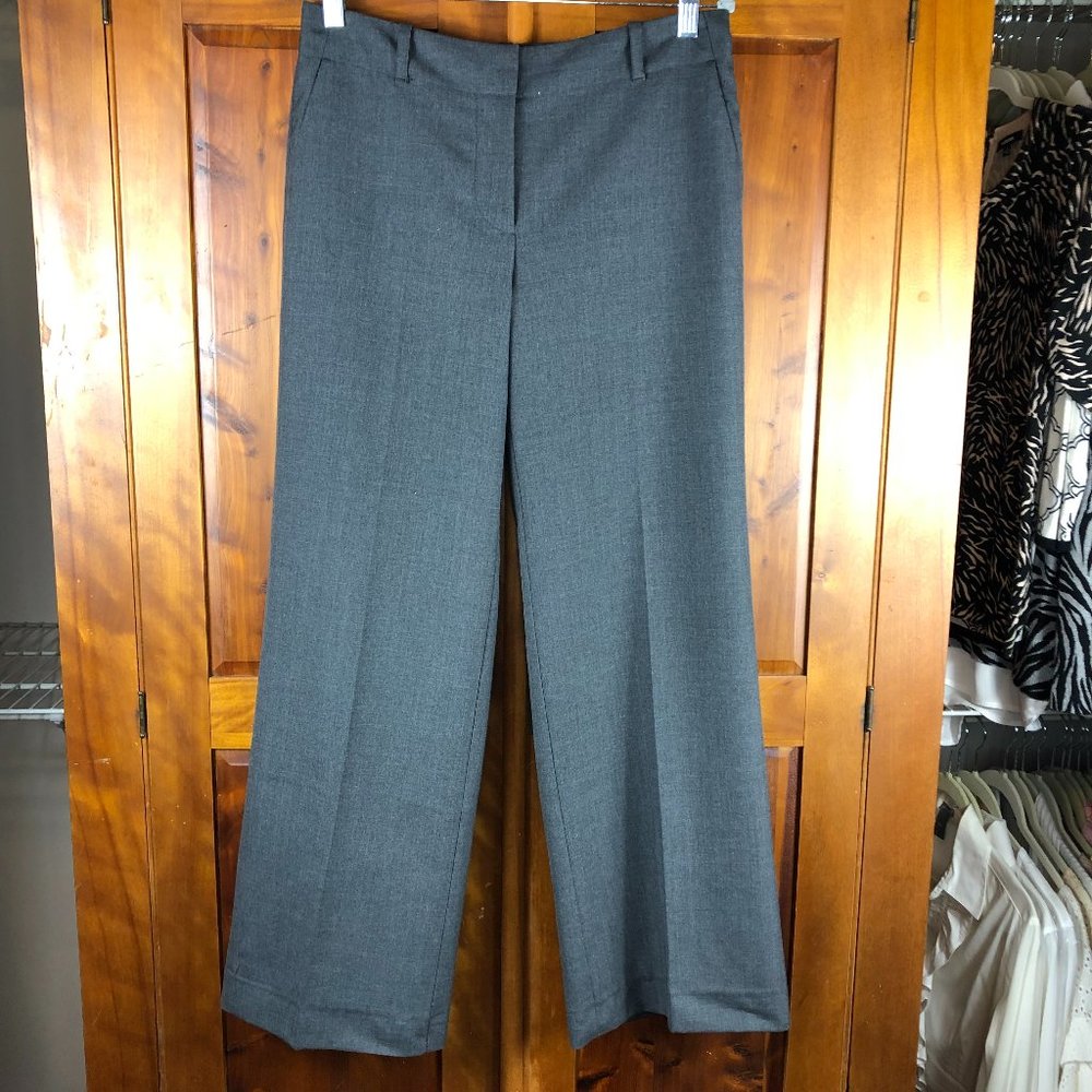 Ann Taylor Signature Gray Wide Leg - High Rise Wool Blend Pants Quiet Luxury
